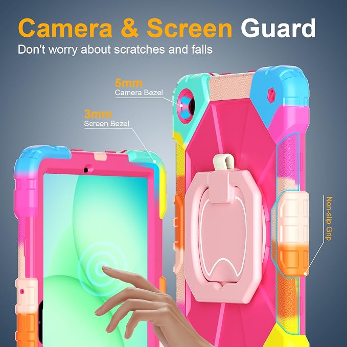 Case for Samsung Galaxy Tab A9 Plus 11 Inch 2023 Ubearkk Rugged Case for Samsung Galaxy A9+ Tablet SM-X210/X216/X218 with Screen Protector 360 Rotating Stand Shoulder Strap Pen Holder Black