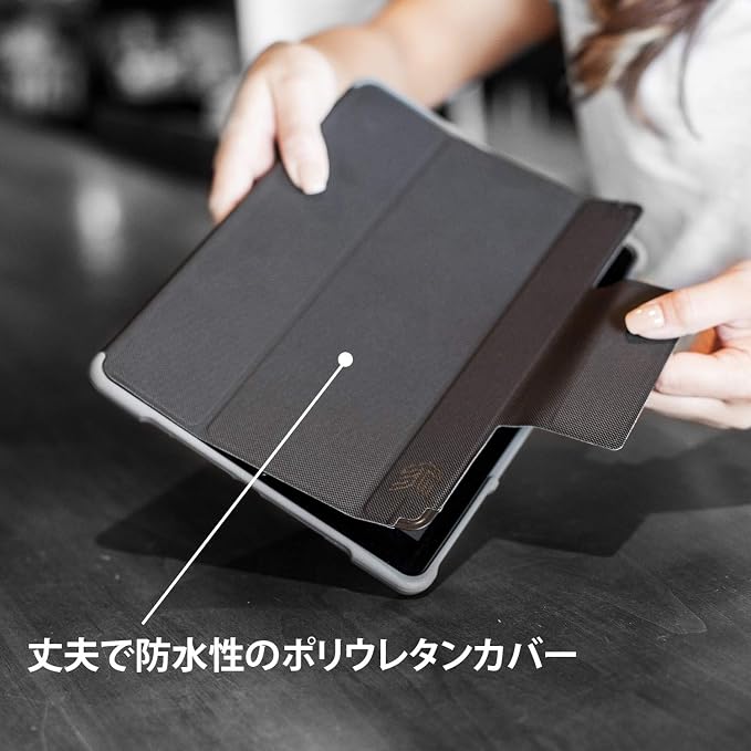 STM Dux Plus for iPad Pro 12.9 (3rd-6th Gen): Ultra Protective Lightweight with Clear Back Apple Pencil Holder Battery Saving On/Off Cover - Black