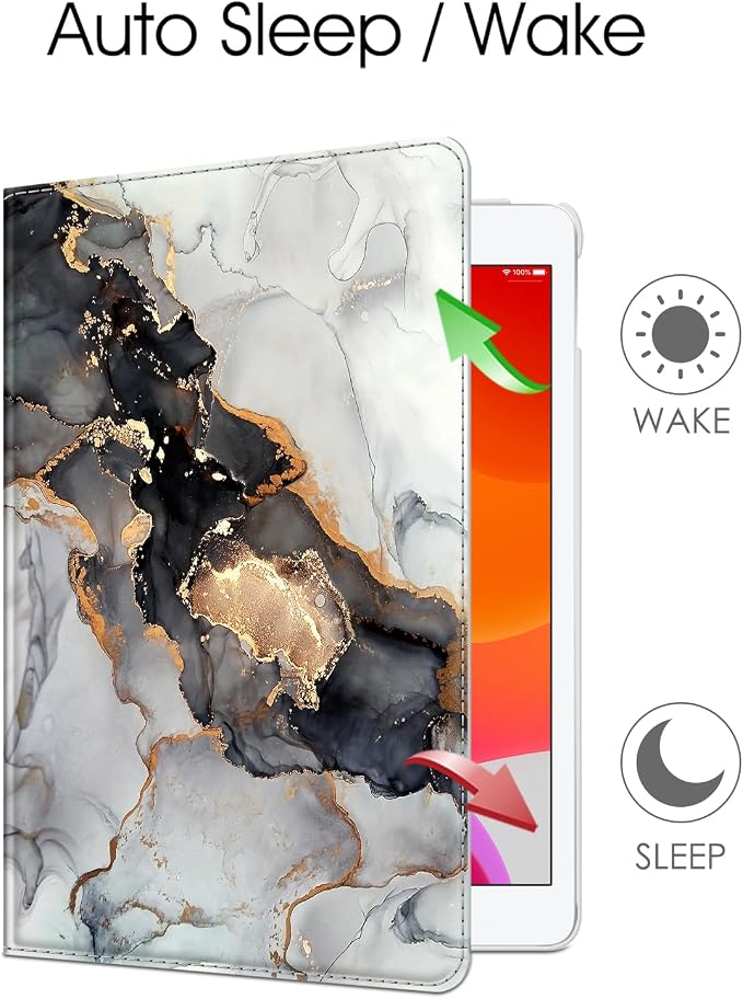 Fintie 360° Rotating Case for iPad 9th / 8th / 7th Generation 10.2 Inch | Swivel Stand Portrait &amp Landscape Viewing Shockproof Cover with Pencil Holder Auto Wake/Sleep Aqua Wave