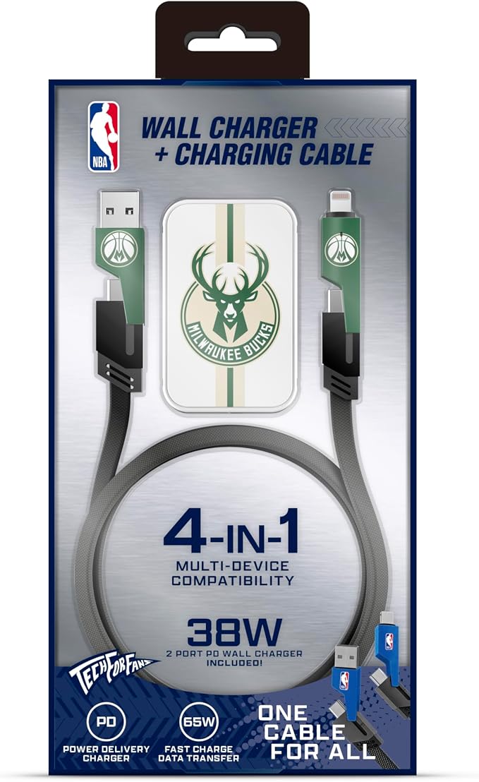 SOAR NBA Slim Wall Charger and 4 In 1 Multi Charging Cable
