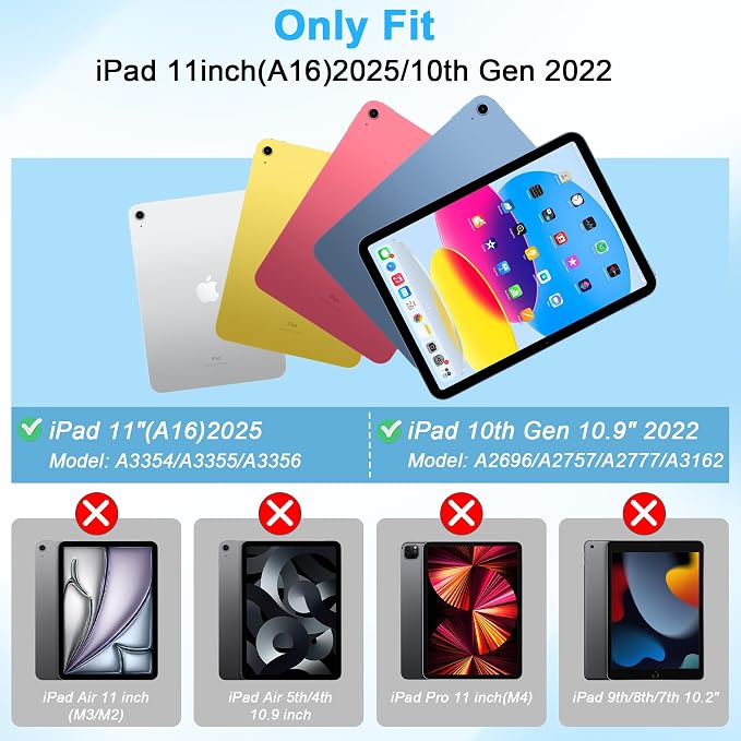 TIMISM Case for iPad 10th Generation 2022 iPad (A16) 11 Inch 2025 with Pencil Holder &amp Kickstand Translucent Hard PC Back Cover Heavy Duty Shockproof Protective Case for iPad 11/10 Clear Blue