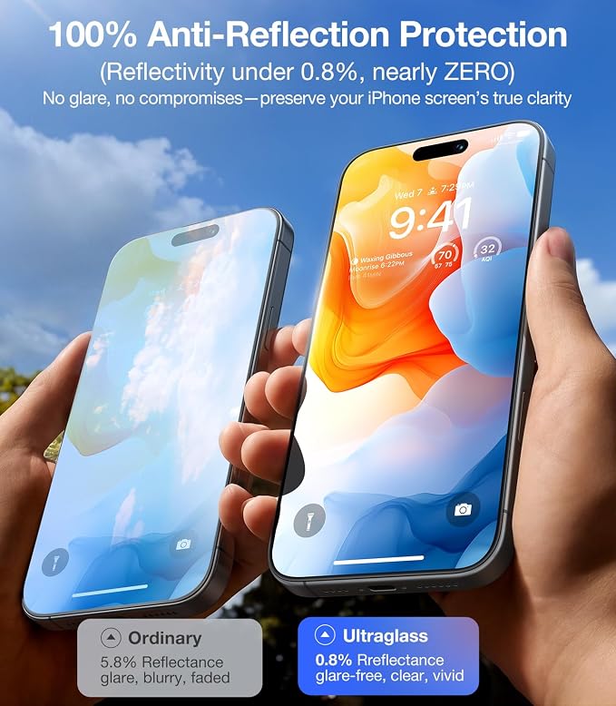 UltraGlass TOP 9H+ Armor for iPhone 15 Pro Max Screen Protector [NO.1 Military Grade Shatterproof] Screen Protector 15 Pro Max Tempered Glass [Longest Durable] Full Coverage 2 Pack