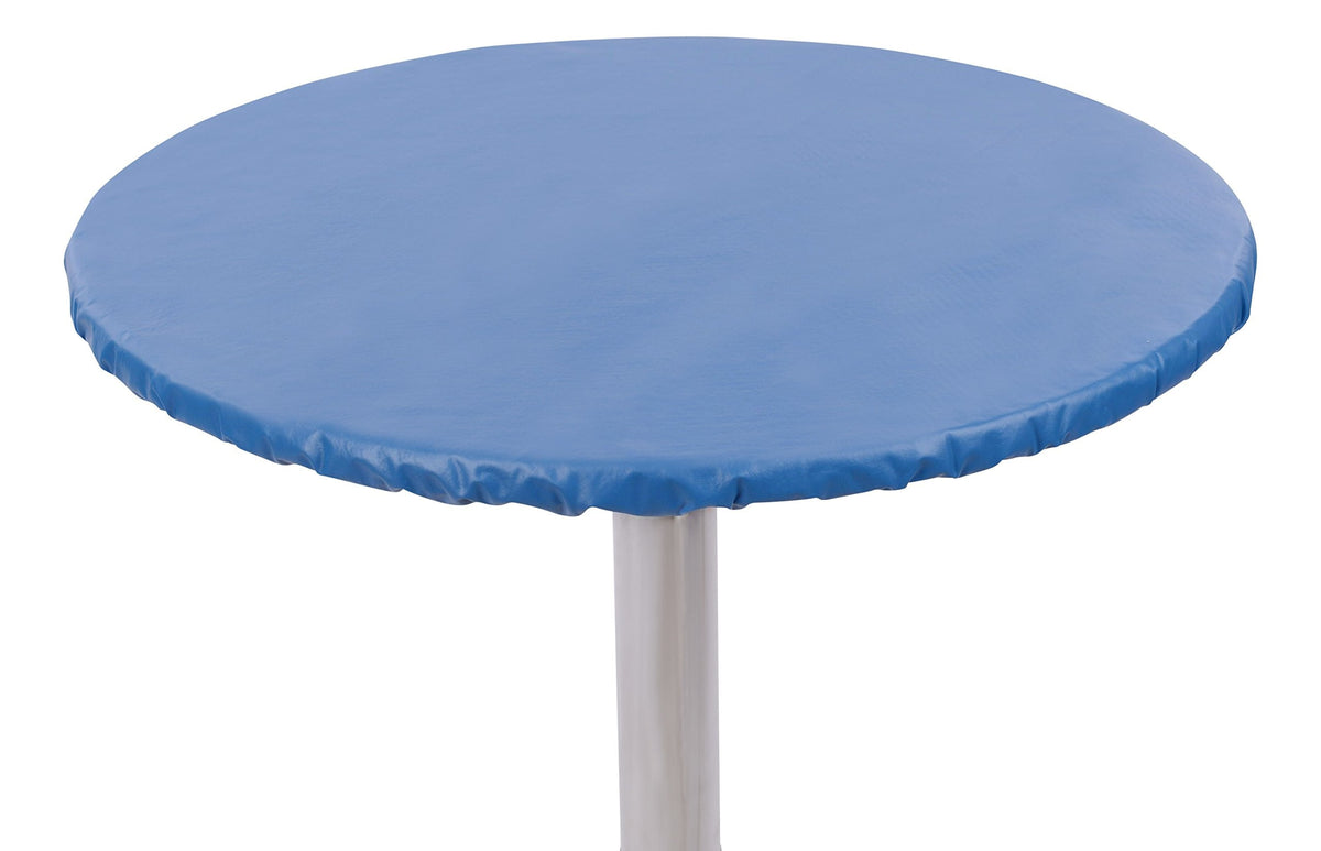 Yourtablecloth Heavy Duty Vinyl Round Fitted Tablecloth (Table Cover) with Flannel Backing Vibrant Colors Elasticized Tablecloth Great for Indoor and Outdoor Dining and Playing Cards 48” White