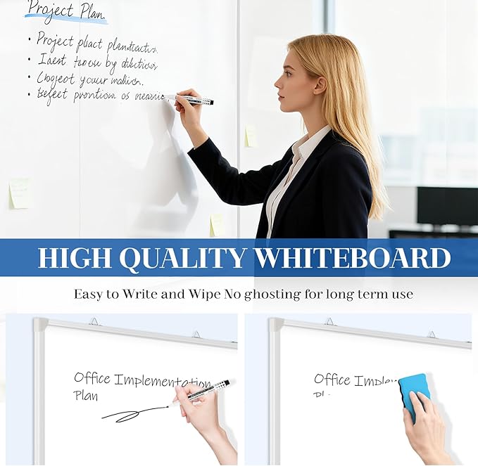 48" x 36" White Board Dry Erase, Double-Sided Foldable Magnetic Whiteboard Portable Wall Hanging Whiteboards for Office, Home, School