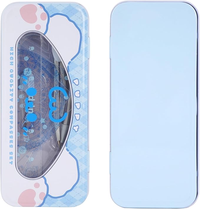 LABANCA 8 Pcs Compass Set with Protractor Rulers Pencil for Math Geometry (08336 Pattern D)
