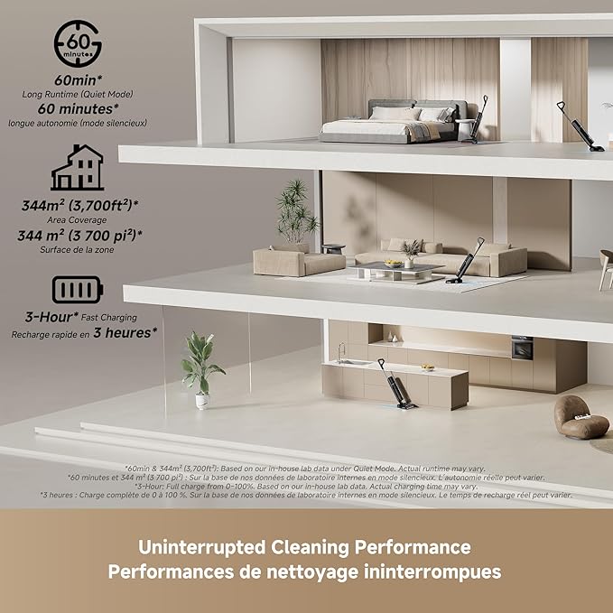 DREAME H15 Pro CarpetFlex Cordless Vacuum Mop, Wet Dry Vacuum Cleaner with Dual Brushes for Hard Floors & Carpet, Tangle-Free Hair-Cutting, 23kPa Suction, 180° Lie-Flat Floor Washer, 194°F Fast Drying