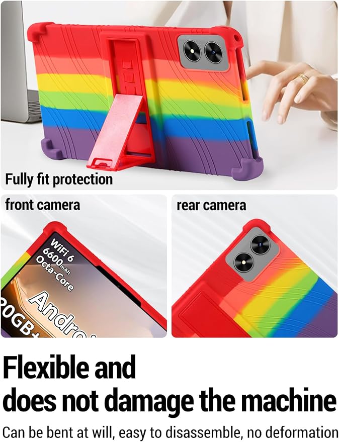 for SHARECLOUD P10_T (10.1 Inch) Android 16 Tablet Protective case ZBAGUG Shockproof Lightweight Silicone Protective Cover with Stand Child-Friendly Protection Easy to Clean Design Black.