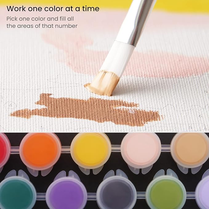 Arteza Paint by Number for Adults, 12x16 Inches, 21 Pieces, Hot-Air Balloon Paint by Numbers Kit, Comes with 1 Canvas Panel, 12 Acrylic Paint Pots, 5 Paintbrushes, Art Supplies for Home & Office Decor