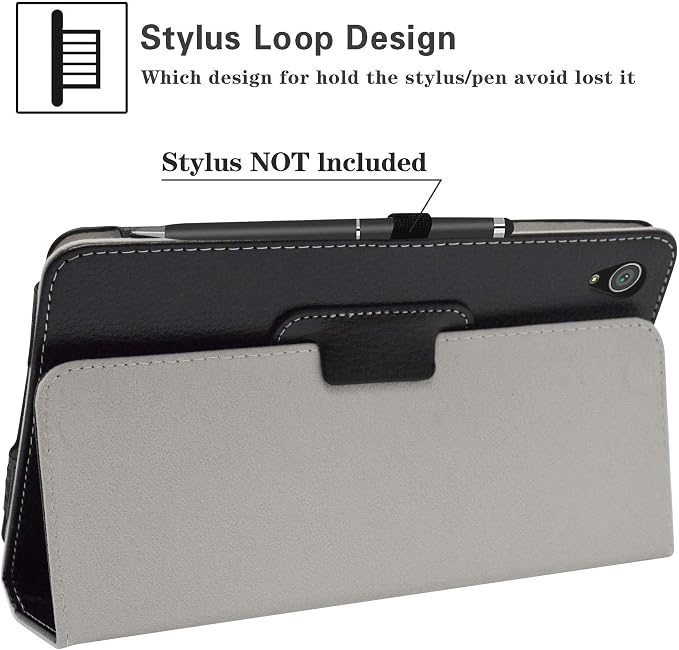 LiuShan Compatible with Alcatel TCL Tab 8 Case PU Leather Slim Folding Stand Cover for 8 Tablets Black