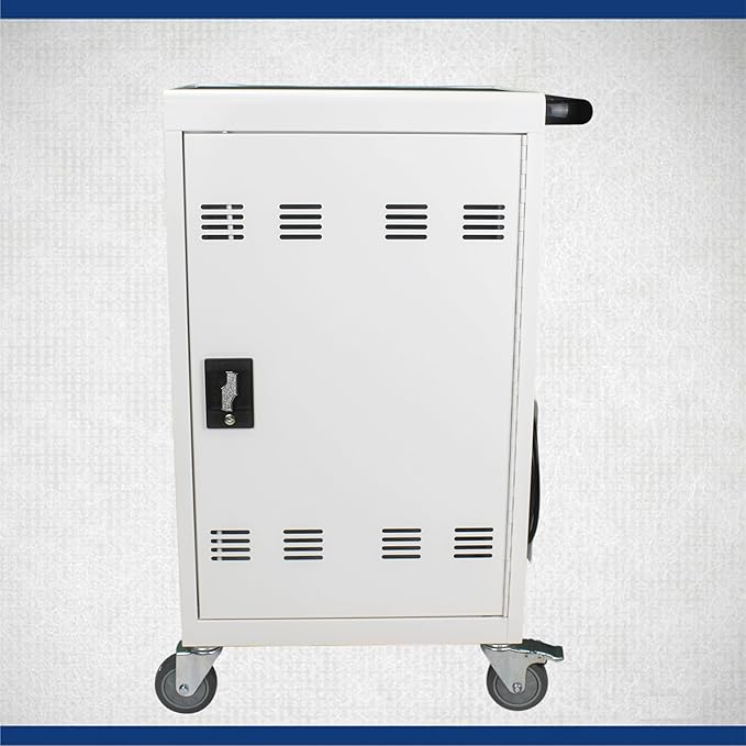 Thetilsy 35 Device Mobile Charging Station for Laptops/Tablets/iPads/Chromebooks,35 Bay Lockable Charging Cabinet with Power Strip for Classroom,School Charging Carts with Casters(White)