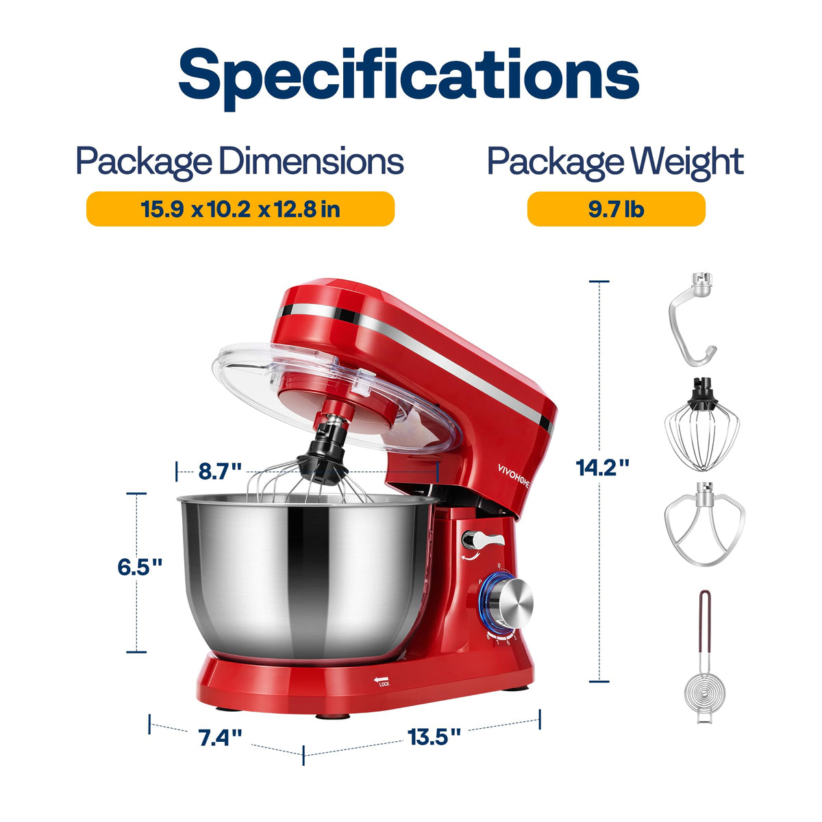 VIVOHOME 4.75 Quart Stand Mixer, 8 Speed Kitchen Electric Food Mixer, Household Stand Mixer for Baking, Cake, Bread with Beater, Dough Hook, Wire Whip and Egg Separator, Gray