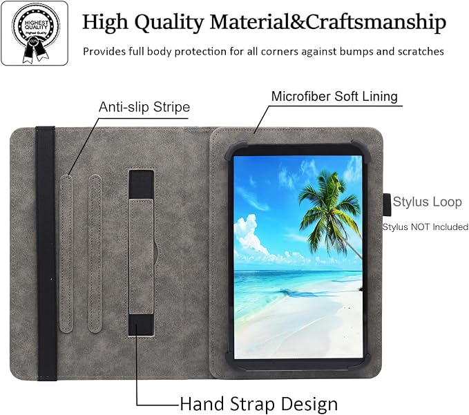 Universal 7 8 Inch Android Tablet Case Dluggs Multi-Angle Viewing Stand Case Cover with Hand Strap for 7.0-8.5 Inch Tablet Blue Butterfly