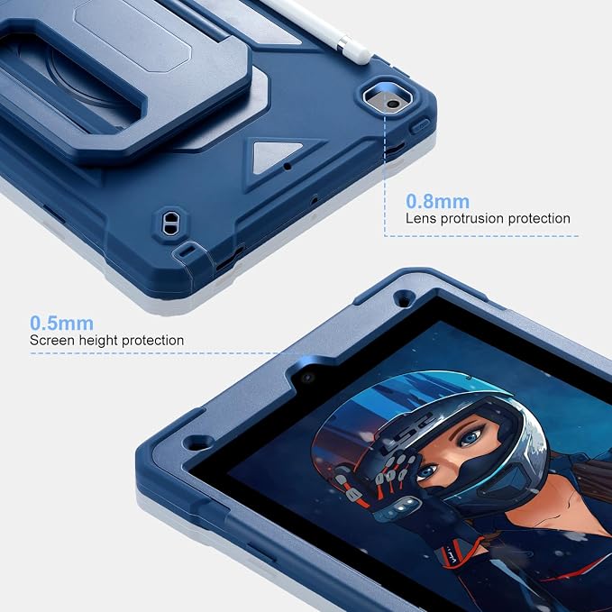 for iPad (A16) 11th Generation Case 11 Inch 2025/ iPad 10th Generation Case 10.9 Inch 2022 with 360 Rotating Grip Magic StandPencil Slot/Key Chain/Carrying Shoulder Strap Cover for iPad 10th Gen
