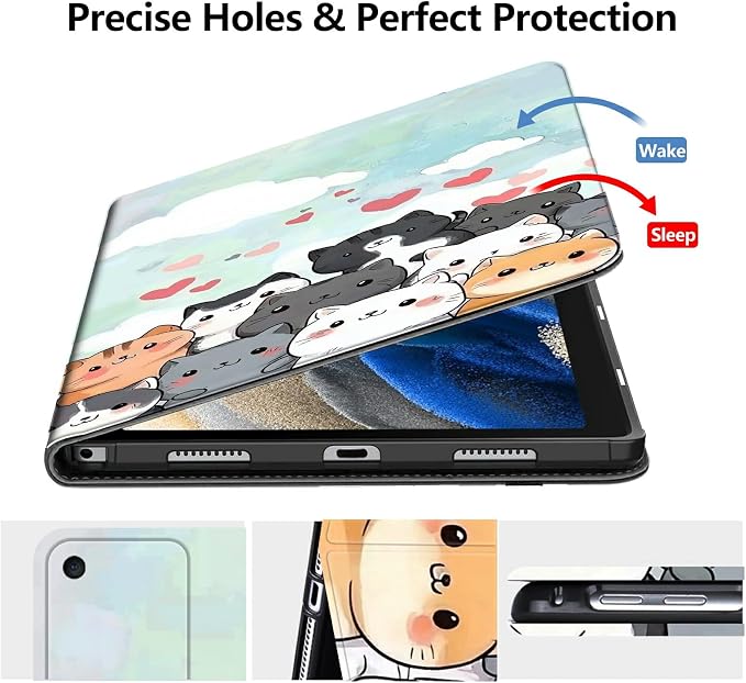 Case for Amazon Fire 7 Tablet 2019/2017 Release 9th/7th Generation PU Leather Smart Protective Cover with Auto Sleep/Wake for Fire 7 2019Dog Wearing Witch Hat Pumpkin