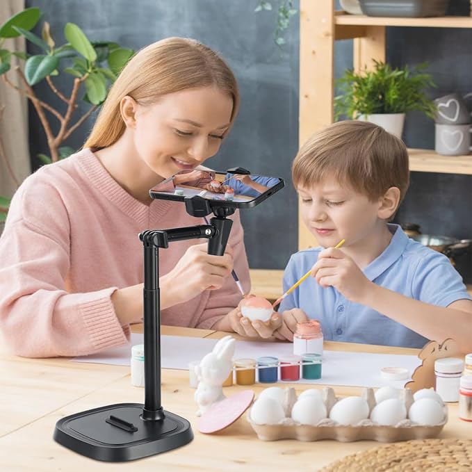 Phone Stand for Desk Angle Height Adjustable Phone Holder for Desk Universal iPhone Holder Retractable Cell Phone Stand Recording