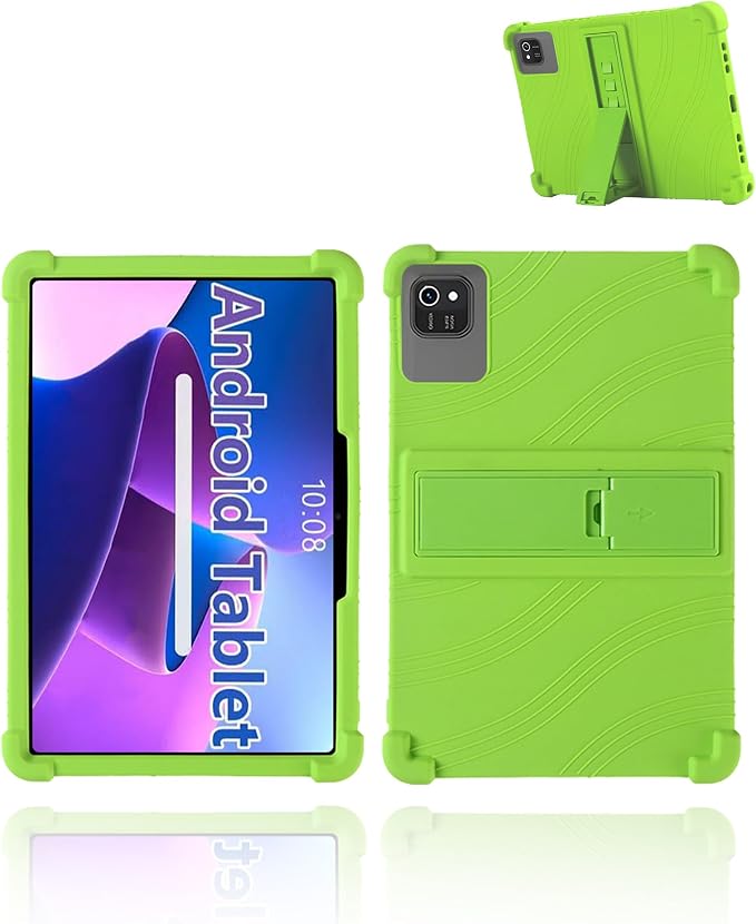 for kelankeke K10 Android 10-Inch TabletUYRUREL Skin-Friendly Soft Silicone Protective CaseFull Protection Against Drops and Scratcheswith Adjustable Viewing StandBlack.