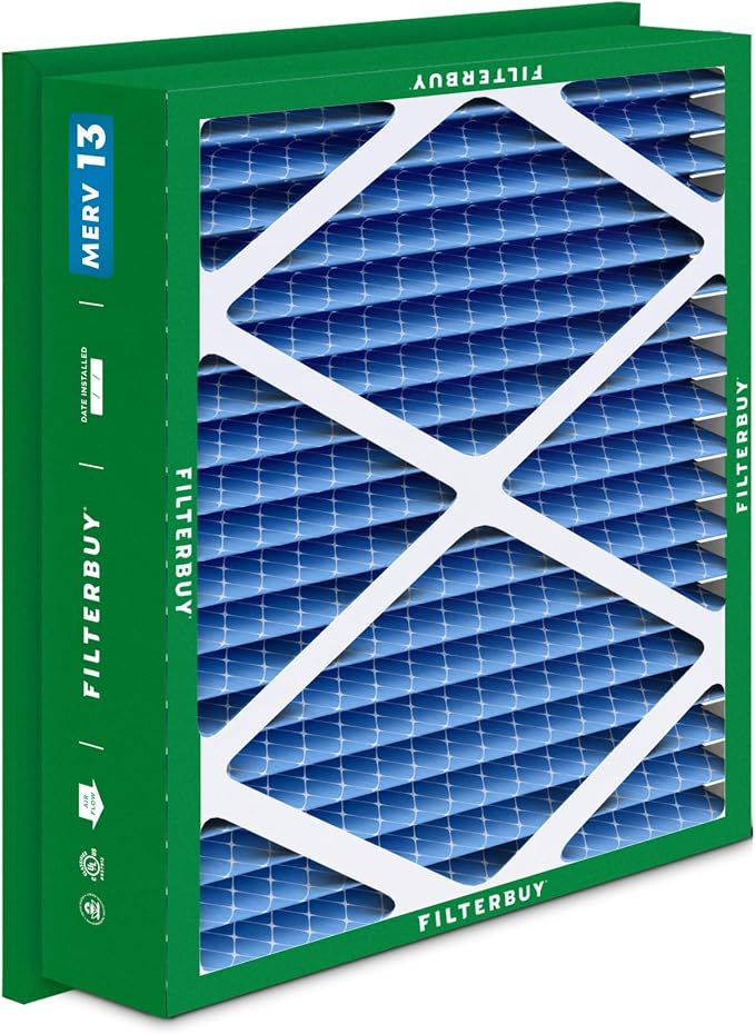 Filterbuy 20x25x5 Air Filter MERV 13 Optimal Smoke & Allergy Defense,