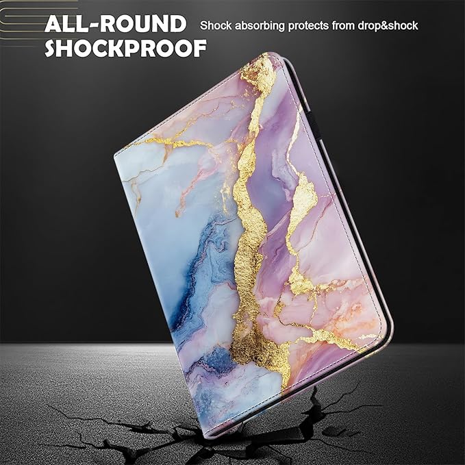 Case for Samsung Galaxy Tab A 10.1 2019 Model SM-T510/T515/T517 Stylus Holder Flip Wallet Leather Shockproof Cover for Galaxy Tab A SM-T510 Case Bicolor Marble