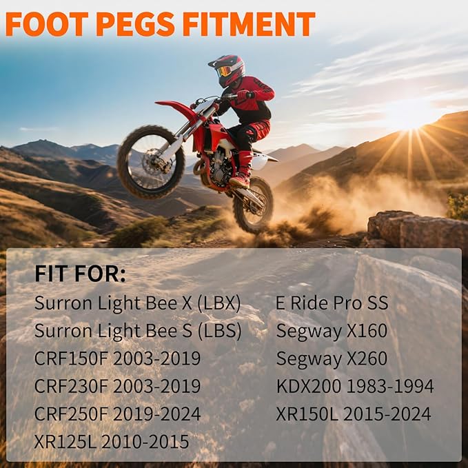 Nilight Motorcycle Foot Pegs Dirt Bike Footpegs Fit for Surron Light Bee X/S E Ride Pro SS CRF150F CRF230F CRF250F X160 X260 KDX200 XR125L XR150L Heavy Duty CNC Foot Rests Pegs Pedal w Springs, Black