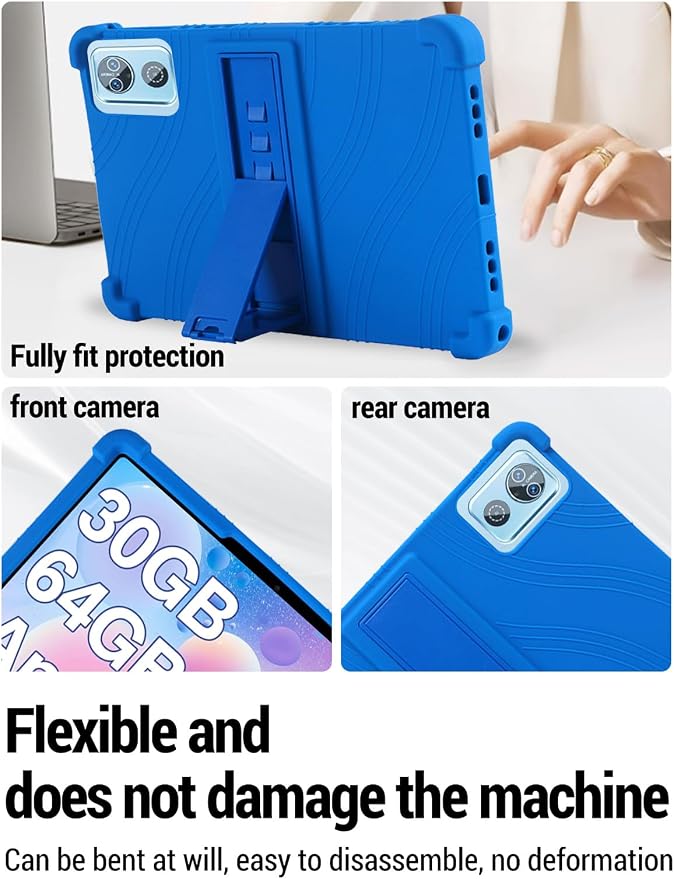 for DEERTiME E15 10 inch Android 15 Tablets Protective caseShockproof Lightweight Silicone Protective Cover with StandChild-Friendly ProtectionEasy to Clean DesignBlack