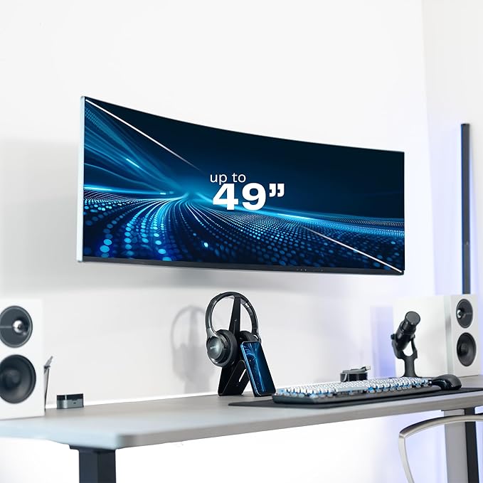 VIVO Full Motion Ultrawide Monitor Wall Mount, Fits Ultra-Wide Screens up to 49 inches and 44 lbs, Tilt and Swivel Arm, Black, MOUNT-VW01M