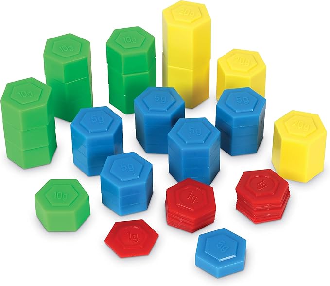 Learning Resources Hexagram Weights - Set of 54 Pieces, Ages 8+, Math Manipulatives for Kids, Teacher Supplies, Back to School, Classroom Must Haves