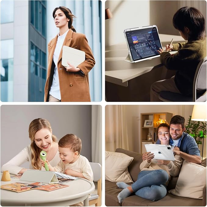 Case for iPad Air 13 Inch Case M4/M3/M2 (2026/2025/2024) Pro 12.9 Inch (6th/5th Gen 2022/2021) 2 in 1 Detachable Cover with Clear Hard Back Supports Touch ID Auto Wake/Sleep Black