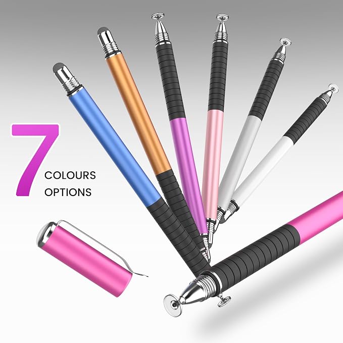 MEKO Stylus Pen for Touchscreen 2-in-1 Universal Stylus 6Pcs | MEKO 1st Gen Stylus Fiber &amp Disc Tips High Precision Work for iPad iPhone Android Tablets All Touch Screens-Black