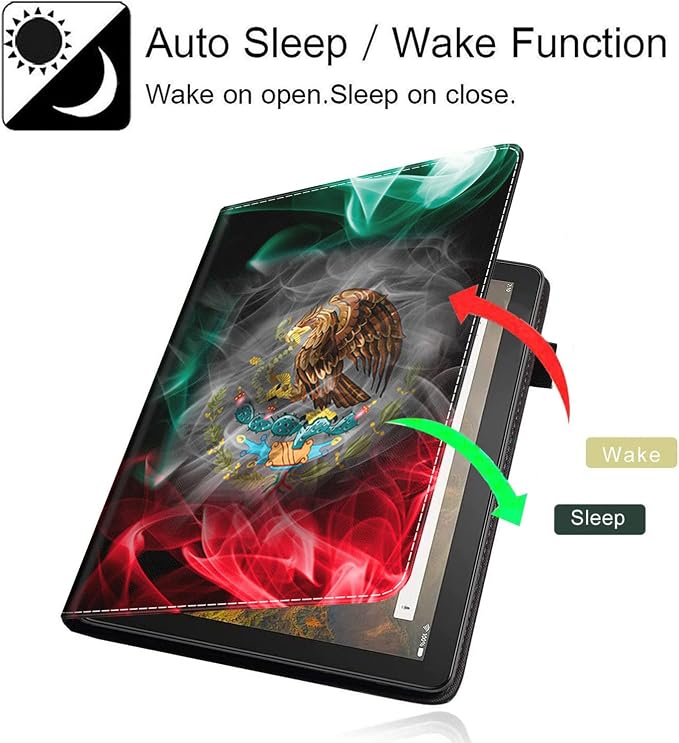 Case for All-New Kindle Fire HD 8 Tablet (12th/10th Generation 2020/2022 Release) &amp Fire HD 8 PlusPremium PU Leather Folio Stand Cover Case with Smart Auto Wake/Sleep Smoke Flag of Mexico Flag