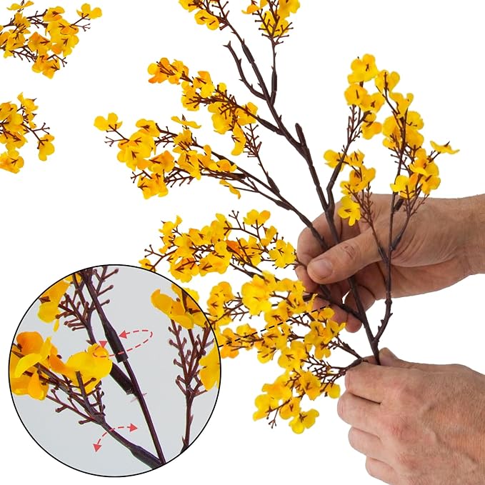 Hananona 10 Pcs Artificial Babys Breath Flowers Orange Fake Silk Gypsophila Flowers for Fall Floral Arrangement Autumn Table Centerpieces Home Decor (10, Orange)