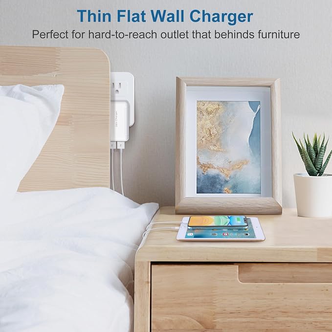 Slim USB Charger Block OKRAY Flat Dual USB Wall Charger with Foldable Plug | 3Pack Ultra-Thin 5v/3a Fast Charging Blocks USB-A Port Phone Charger Travel Adapter for iPhone 14 13 12 11 XR Galaxy S24