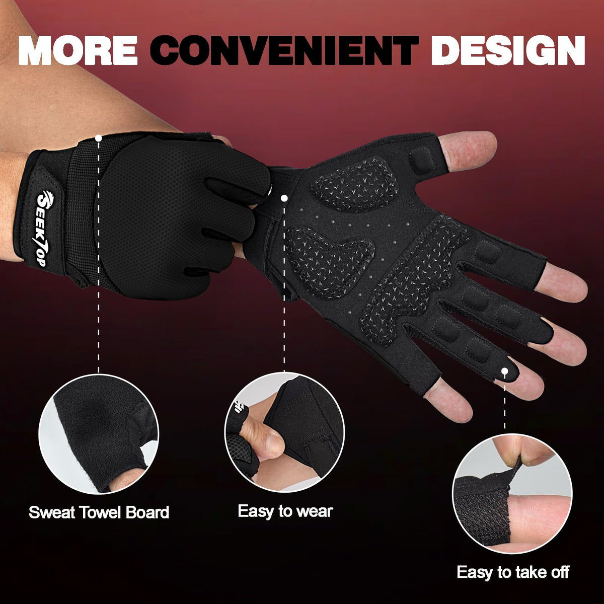 Seektop Breathable Workout Gloves Full Palm Protection for Women & Men