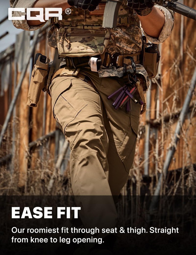 CQR Men's Tactical Pants, Water Resistant Ripstop Cargo Pants, Lightweight EDC Work Hiking Pants, Outdoor Apparel, Raider Mag Cougar, 32W x 34L