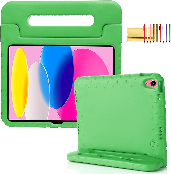 Kids Case for iPad Pro 11 M5/M4 &amp iPad Air 11 (2026/2025/2024) Shockproof Case with Pencil Holder Techcircle Light EVA Foam Handle Stand Bumper Protective Child Friendly Drop Proof Cover Black