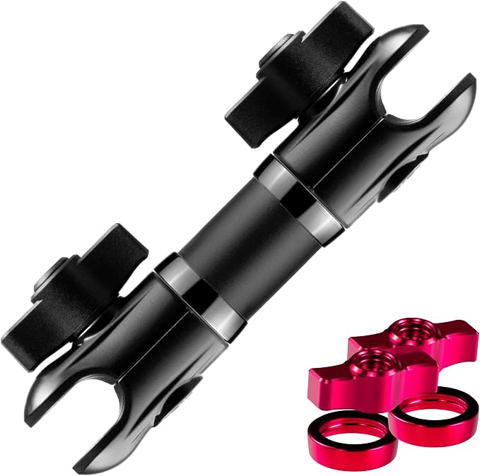 Tackform 10 Long 20mm Ball and Socket Arm DuraLock 20 Series Aluminum Tube Arm | Dual 20mm Sockets and Optional Anti-Theft Knobs | Black