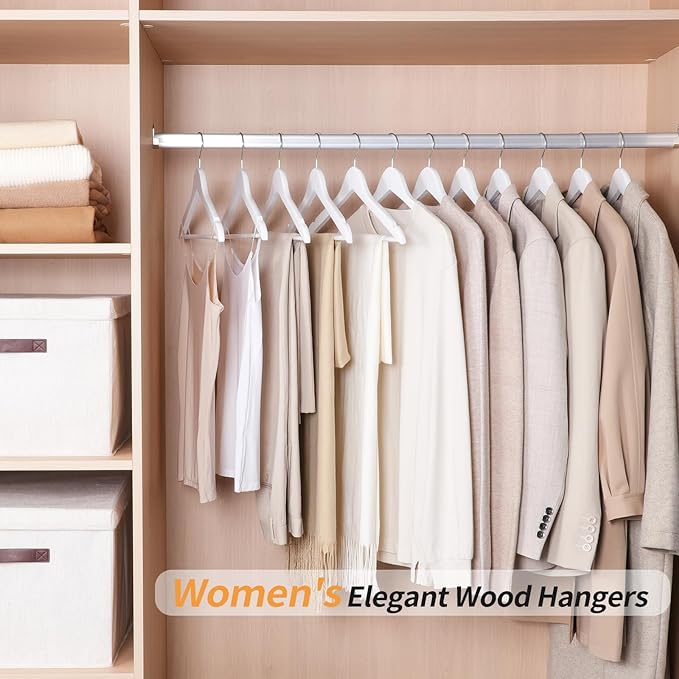 Amazon Basics Durable Wooden Clothes Hangers, 20-Pack, White