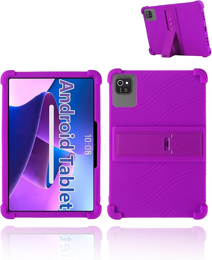 for kelankeke K10 Android 10-Inch TabletUYRUREL Skin-Friendly Soft Silicone Protective CaseFull Protection Against Drops and Scratcheswith Adjustable Viewing StandBlack.