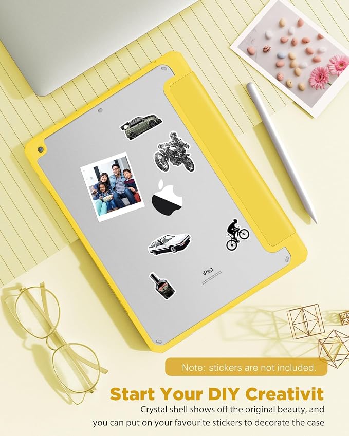 TiMOVO Case for iPad 9th/8th/7th Generation 10.2 inch Black | Pencil Holder Slim Trifold Stand Protective Cover Clear Transparent Back Shell Auto Wake/Sleep
