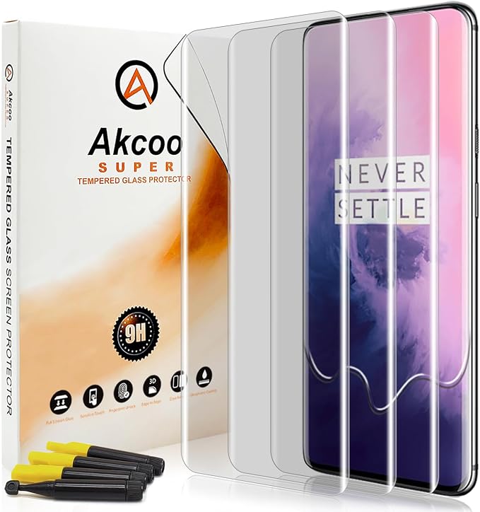 Screen Protector for OnePlus 7 Pro / 7T Pro Tempered Glass UV Set - 3 Pack Edge to Edge Full Protection Sensitive Touch 9H Hardness Scratch Resistant