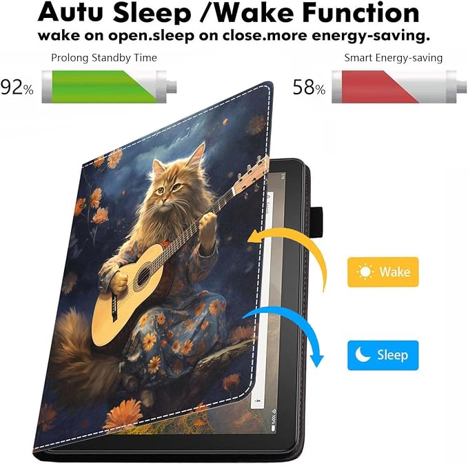 Case for Amazon Kindle Fire HD 8/Fire HD 8 Plus Tablet (12th/10th Generation 2024/2022/2020 Release) - PU Leather Folio Cover with Smart Auto Wake/Sleep Bald Eagle