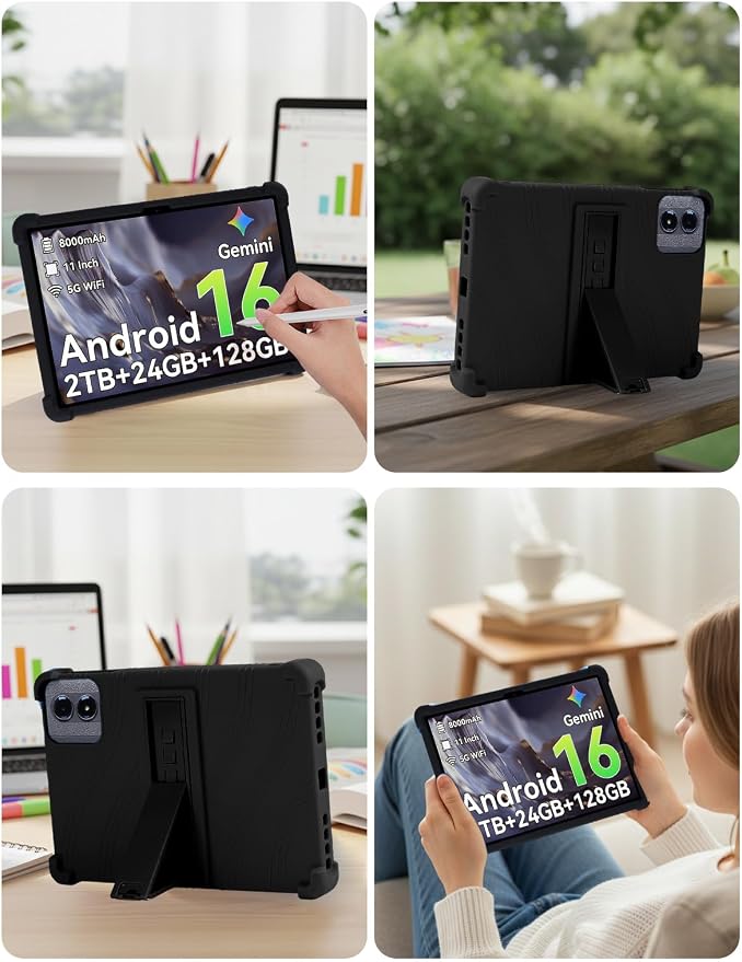 Case Compatible with TABWEE T50 11 inch Tablet – Shockproof Silicone Protective Case with Kickstand Anti-Slip Drop-Resistant Business Style (Black)