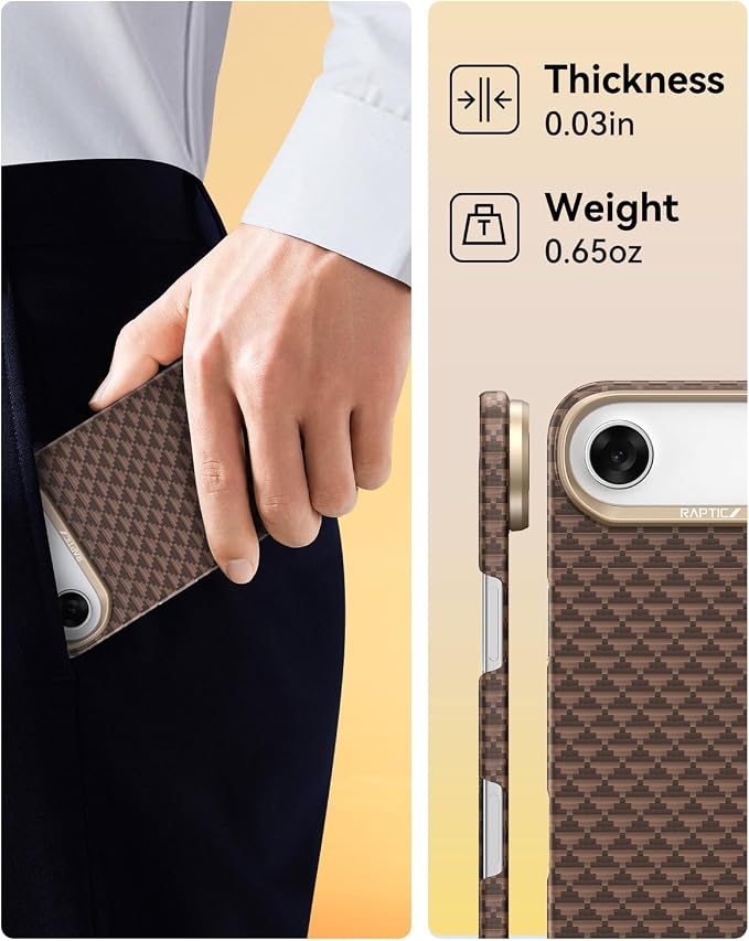 RAPTIC Aramid Fiber Case for iPhone 16 Pro Compatible with MagSafe Non-Slip &amp Slim 600D Aramid Fiber [Military Grade Drop Tested] Anti-Scratch Shockproof Protective Case 6.3 inch Black