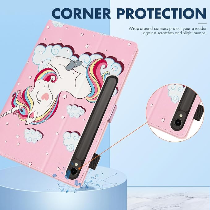 Dteck Wallet Case for Galaxy Tab S10+/S9+/S7 FE/S8+/S7 Plus 12.4 Tablet Premium PU Leather Folding Stand Auto Wake/Sleep Pen Holder Case with Hummingbirds