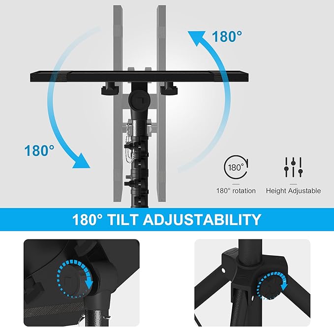 Projector Stand Tripod Adjustable, Laptop Height from 23.5 to 63.5 inches with Gooseneck Phone Holder, Floor for Office, Home, Stage, Studio, DJ Racks Holder Mount, 23.5inch-63.5inch