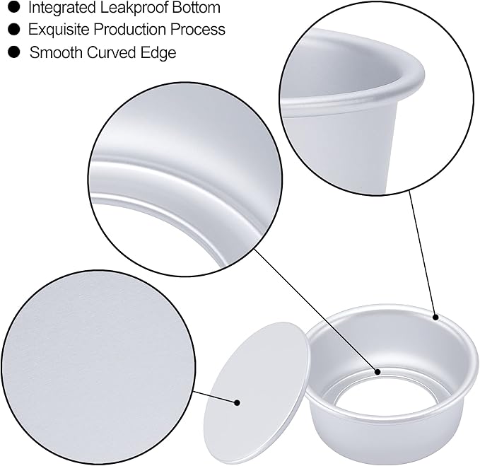 6 Inch Cake Pans Set of 4, Nonstick Aluminum Pans with 100 Parchment Paper