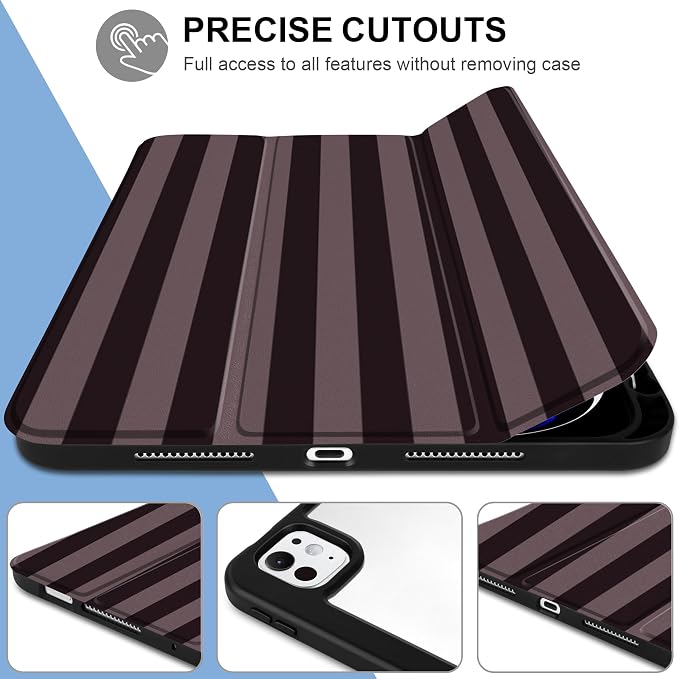 DONGKE for iPad Pro 11-Inch Case (M5 2025 / M4 2024) 6th/5th Generation [Auto Sleep/Wake &amp Pencil Pro Holder] Clear Acrylic Back Smart Trifold Stand Cover Bear &amp Cherry