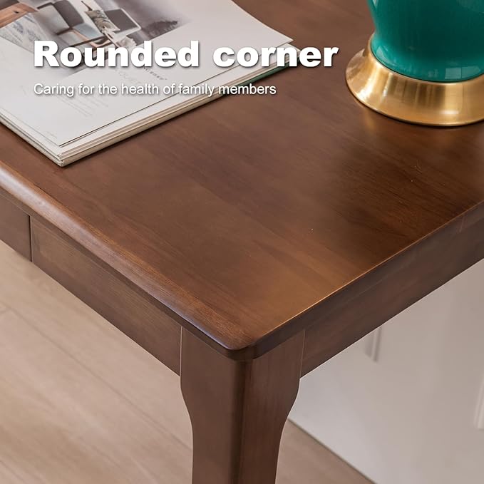 Solid Wood Desk, Gaming Study Home Office Desks for Work, Student PC Desk for Bedroom, Small Computer Desk for Small Spaces, Easy to Assemble (Walnut Color, 39inch)