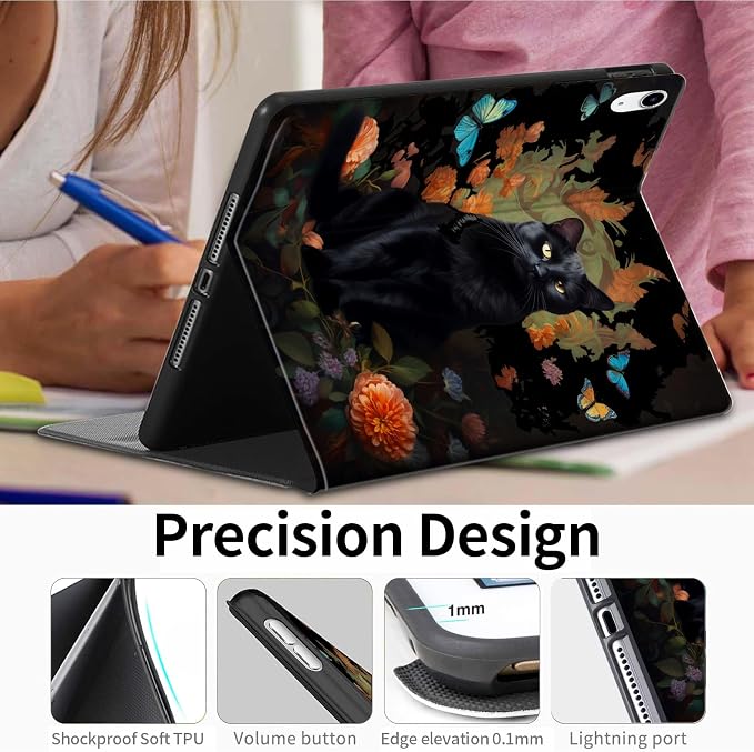 Case for iPad (A16) 11th Generation 11 Inch (2025)iPad 10th Generation 10.9 Inch (2022)PU Leather Slim Standing Smart Coverwith Auto Sleep/WakeBall on Fire