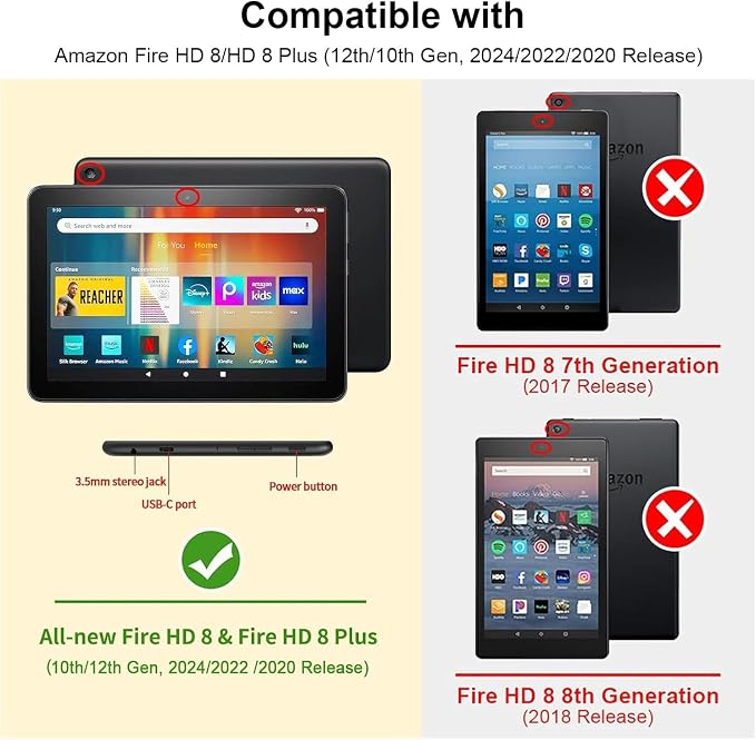 Case for Amazon Fire HD 8/HD 8 Plus Tablet (8 12th/10th Generation 2024/2022/2020 Release) Slim PU Leather Stand Folio Cover with Auto Wake Sleep African Woman Wolf