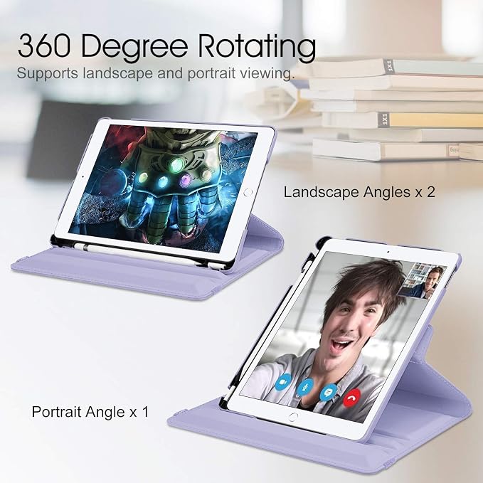 Fintie 360° Rotating Case for iPad 9th / 8th / 7th Generation 10.2 Inch | Swivel Stand Portrait &amp Landscape Viewing Shockproof Cover with Pencil Holder Auto Wake/Sleep Aqua Wave